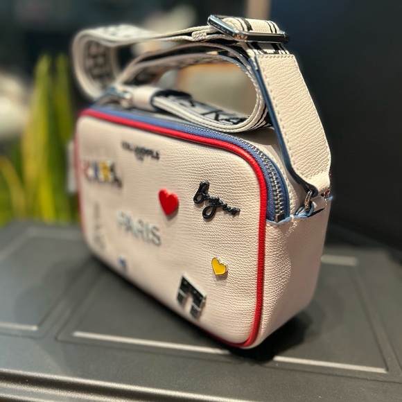 KARL LAGERFELD WOMEN BAGS CROSSBODY MAYBELLE MULTICOLOR (WHITE WITH PINS) - Picture 6 of 7